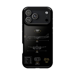 Airbus A321 Blueprint Phone Case, Aviation Schematic Pilot Gift