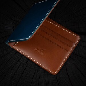 Cartera plegable exclusiva de cuero hecha a mano / Cuero flor premium / Regalo personalizado para hombre