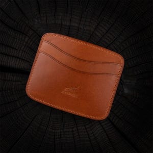 Tarjetero de doble cara hecho a mano / Cuero vegetal curtido premium / Regalo personalizado