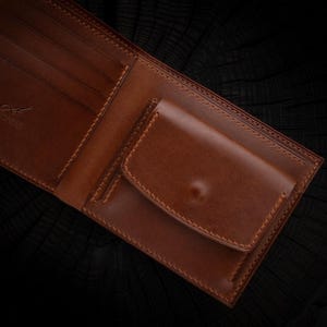 Handmade Leather Bifold Wallet with Coin Pocket / Premium Full Grain Leather / Coin Purse