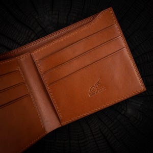 Cartera plegable de cuero premium hecha a mano / Cuero flor premium / Regalo personalizado para hombre