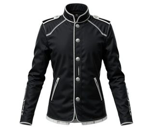 Men's Gothic Military-Style Black Jacket – Silver Trim Detail, Steampunk Band Uniform-Inspired Outerwear