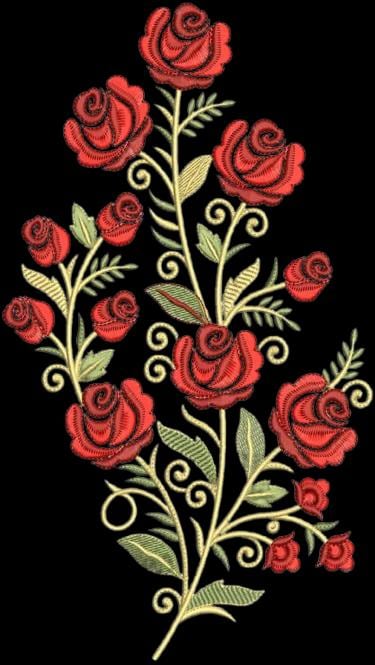 Elegant Red Rose Floral Embroidery Design | Vintage Rose Bouquet ...