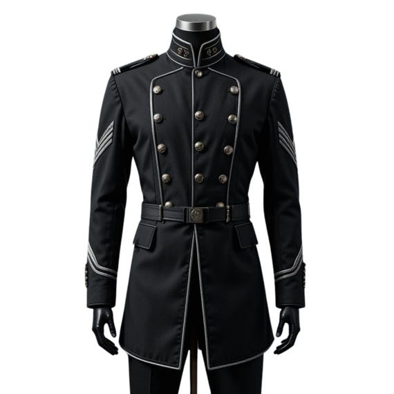 Men’s Gothic Tailcoat Jacket – Steampunk Military Parade Coat