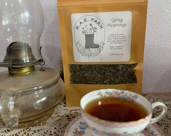 Gray Mornings Tea Blend: Irish Breakfast, Earl Grey, Spearmint, Echinacea - 1oz Caffeinated