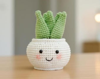 Crochet Aloe Vera Pot Pattern - Mini Succulent Pot Amigurumi PDF, Easy Crochet Plant Pot for Beginners, DIY Home Decor, Crochet Mini Plant