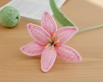 Lily Flower Crochet Pattern PDF - Amigurumi Lily Flower Crochet, DIY Bouquet Gift, Easy Crochet Flower for Beginner, Handmade Flower Gift