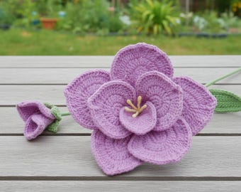 Patrón PDF de ganchillo de campanilla de hojas de durazno - Amigurumi de campanilla de hojas de durazno fácil de tejer - Cómo tejer una flor a ganchillo - Patrón de ramo de flores a ganchillo