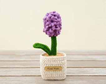 Patrón de maceta de lavanda a crochet - Patrón de maceta de lavanda amigurumi, linda decoración de escritorio a crochet, maceta de flores a crochet para principiantes