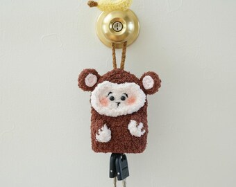 Patroon gehaakte aap sleutelhouder pdf - schattige amigurumi-sleutelhanger, patroon gehaakte aap, eenvoudig gehaakt dier voor beginners