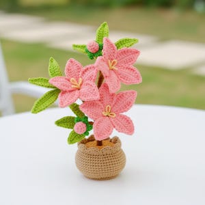 Perzikbloesem gehaakt pdf-patroon - amigurumi-bloempot, gehaakt perzikbloesempotpatroon, leuk bureaudecor, eenvoudig haken voor beginners