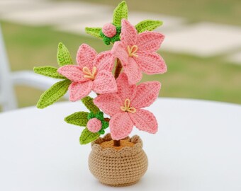 Peach Blossom Crochet PDF Pattern - Amigurumi Flower Pot, Crochet Peach Blossom Pot Pattern, Cute Desk Decor, Easy Crochet for Beginners