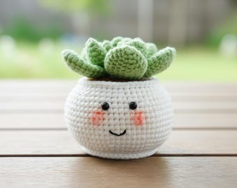 Gehaakt vetpotpatroon - amigurumiplant gehaakt, schattige miniplant decor, beginners DIY Home decor cadeau, succulente amigurumi-zelfstudie