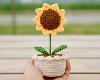 Sunflower Pot Crochet PDF Pattern - Cute Amigurumi Flower Pot Crochet, Easy Crochet Sunflower Plant Pattern, Flower Pot Amigurumi