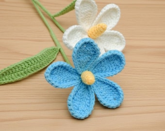 Patrón de flor violeta a crochet - Flor amigurumi a crochet, flor a crochet fácil para principiantes, decoración del hogar con flores a crochet, tutorial para hacer un ramo.