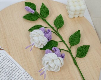 Patrón PDF de flor de fucsia a crochet - Patrón de amigurumi de fucsia a crochet, ramo de flores hecho a mano a crochet, flor de crochet fácil para principiantes