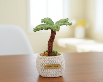 Patrón de ganchillo para maceta de coco en PDF - Patrón de ganchillo para maceta de coco amigurumi, decoración de verano fácil para principiantes, lindo coco amigurumi en PDF