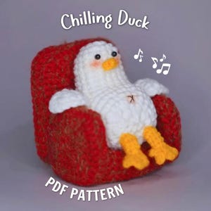 Sofa Chill Duck Crochet PDF Pattern - Lazy Duck Amigurumi Tutorial - Cute Duck on Chair Crochet Pattern - Cozy Home Decor - Funny Crochet