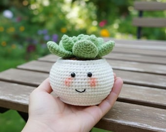 Patrón PDF para maceta de suculentas a crochet - Maceta de suculentas amigurumi fácil, patrón de planta a crochet, decoración del hogar a crochet, idea de regalo DIY