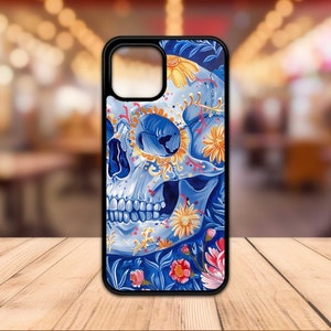 Skull Iphone Case - Sugar Skull iPhone Case - Floral Gothic Phone Case - Halloween - Aesthetic Skeleton Phone Case - Physical Product