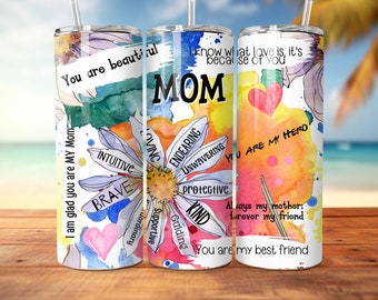 Mom Affirmations Tumbler - Positive Affirmations Tumbler for Mom - Mama Mother's Day Gifts for Mama - Gift From Kids to Mom