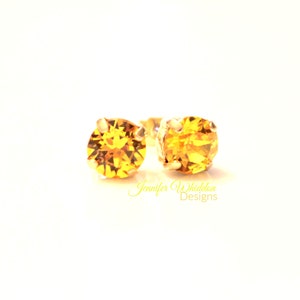 Topaz Crystal Earrings Set In Gold - Bridesmaid&#39;s Gift