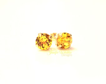 Topaz Crystal Earrings Set In Gold - Bridesmaid's Gift