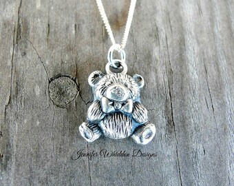 Sterling Silver Bear Necklace - Animal Necklace - Silver Bear Pendant  - Kappa Delta
