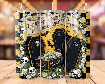 Cute Ghost Tumbler - Halloween 20oz Tumbler - Groovy Halloween Tumbler - Coffin Tumbler - Spooky Checkerboard Tumbler