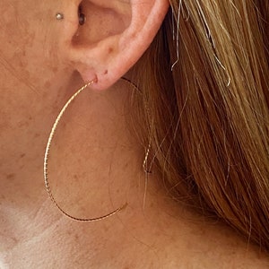 Large Hoop Earrings - Gold Hoops - Hammered Hoop Earrings - Minimalist Jewelry - Everyday Earrings - Hoops For Women