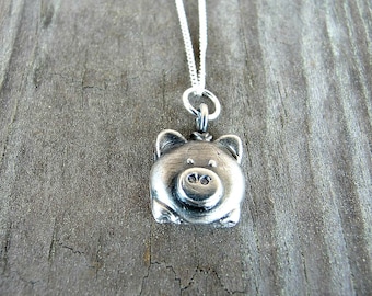 Sterling Silver Pig Necklace - Pig Pendant - Pig Lover Gift - Animal Jewelry - Pig Gifts For Women