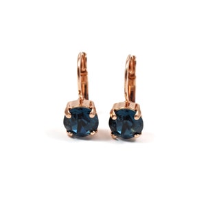 Montana Swarovski Leverback Dangle Earrings - 8mm Swarovski Crystal Earrings  - Bridesmaids Gift