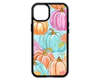 Preppy Phone Case - Preppy Fall Pumpkin Phone Case - Pastel Pink and Blue Cell Phone Case - iPhone 15 14 13 12 11 8