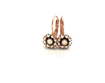 Clear AB Swarovski Crystal Earrings - 8mm Lever Back Dangle Crystal Earrings - Bridal Jewelry - Bride Earrings