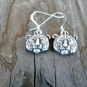 Tiger Earrings - Silver Tiger Earrings - Tiger Jewelry -  Game Day Jewelry - Zoo Animals - Animal Lover Gifts
