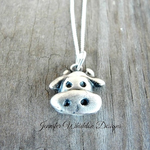 Cow Necklace - Cow Jewelry - Farm Animal Jewelry - Cow Pendant- Animal Lover Necklace - Sterling Silver Cow Necklace