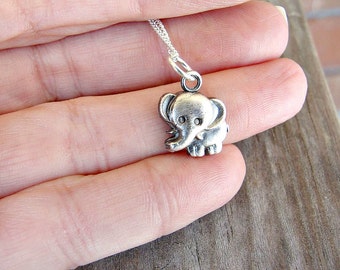 Elephant Necklace - Elephant Gifts- - Elephant Jewelry - Animal Jewelry - Sterling Silver Elephant Necklace - Minimalist Jewelry