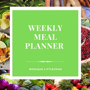 Planificateur de repas hebdomadaire imprimable avec cartes de recettes, listes de courses et pages de plan de menu hebdomadaire