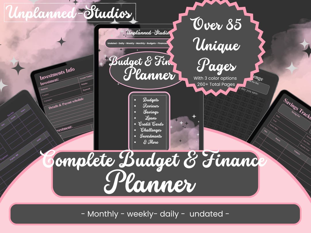 Dark Mode Digital Budget Planner | Minimalist Finance Tracker (PDF ...
