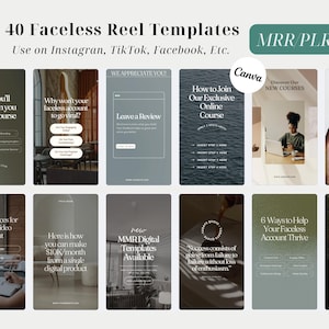 MRR PLR 40 Faceless Reels Bundle, Videos, Faceless Marketing, Faceless Reels, Faceless TikTok, Aesthetic Reels, Digitales Marketing, Canva