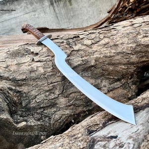 Handmade Egyptian Khopesh Sword - Carbon Steel Curved Blade with Leather Sheath | Ancient Pharaoh Replica | Cosplay, Decor & Gift for Him