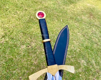 Handmade Goldryn sword Replica - Throne of Glass Inspired Steel Blade with Brass & Pommel | Hand Forged Fantasy Sword with Leather Sheath
