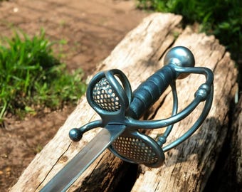 Handmade Walloon Sword Replica – Medieval Rapier with Leather Sheath