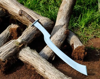 Handmade Egyptian Khopesh Sword - Carbon Steel Blade, Leather Sheath - Pharaoh Replica