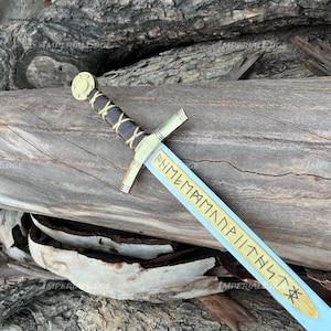 Merlin Excalibur Sword - Handmade Medieval Knight Templar Viking Sword | Engraved Collectible Gift for Him, father, Son and for Boyfriend