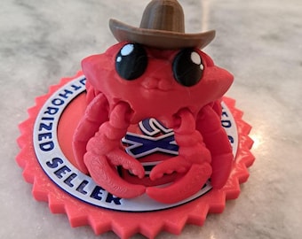 Cowboy Crab 3D Printed Articulating Flexible Toy Gadget Flexi Factory Authorized Seller Articulated Crab
