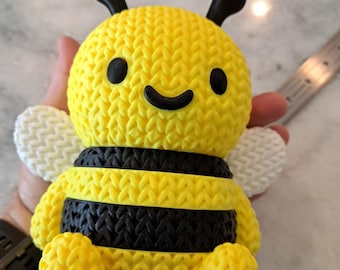 Knitted Honey Bee Decoration Toy 3D Printed