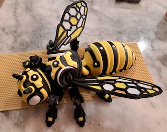 Large Cyber Bee Fidget Toy: Articulated Mechanical Honey Bee