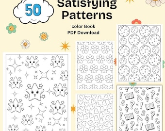 Pattern Coloring Pages | 50 Abstract Designs, Art Therapy (PDF)