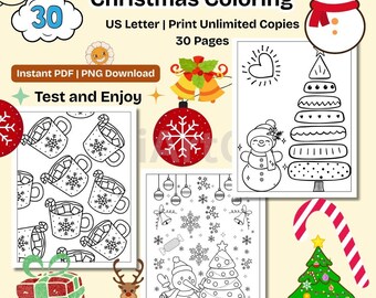 Christmas Coloring Book | 30 Festive Holiday Designs (PDF)